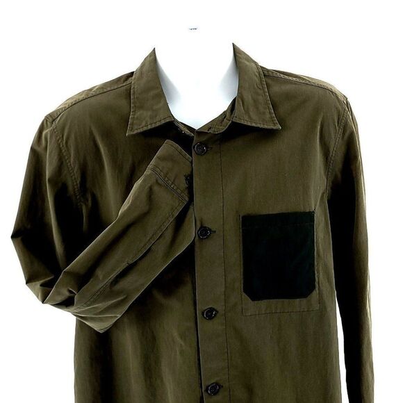 Calvin Klein Green Large Pocket Front Cotton Collared Dress Shirt‎ - Picture 1 of 11
